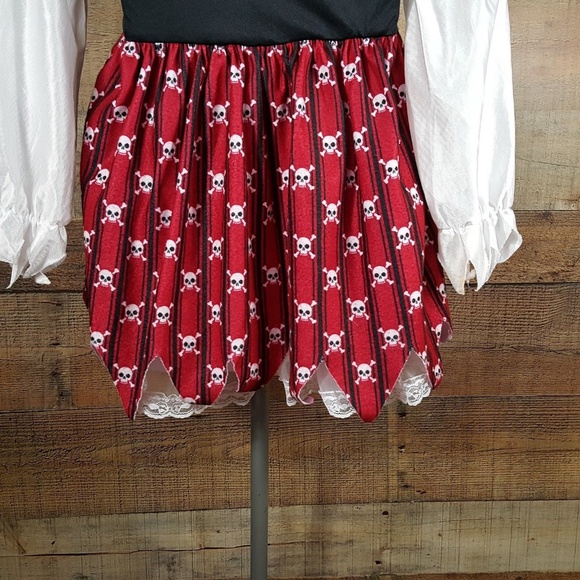 Spencer Gifts Girls Costume Dress Size Medium Red Black Skull Crossbones - Picture 5 of 6